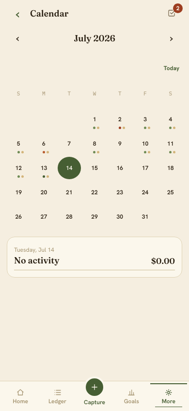 Garden Daily mobile Calendar.